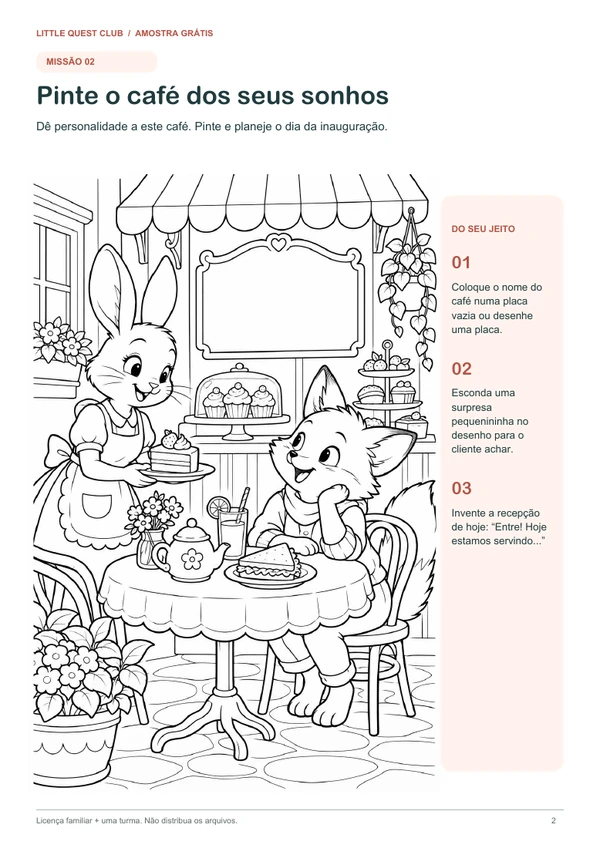 Página ilustrada do café da amostra grátis