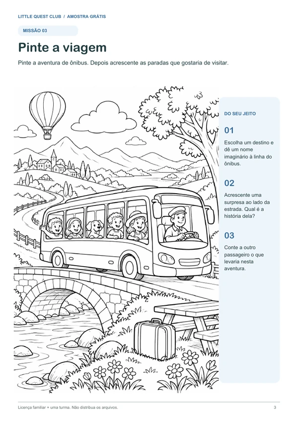 Página de viagem para colorir da amostra grátis